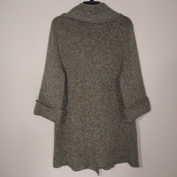Soft Surroindings Wool Blend 3/4 Cuffed Sleeve Oversized Jacket Marled Green L - Picture 8 of 8